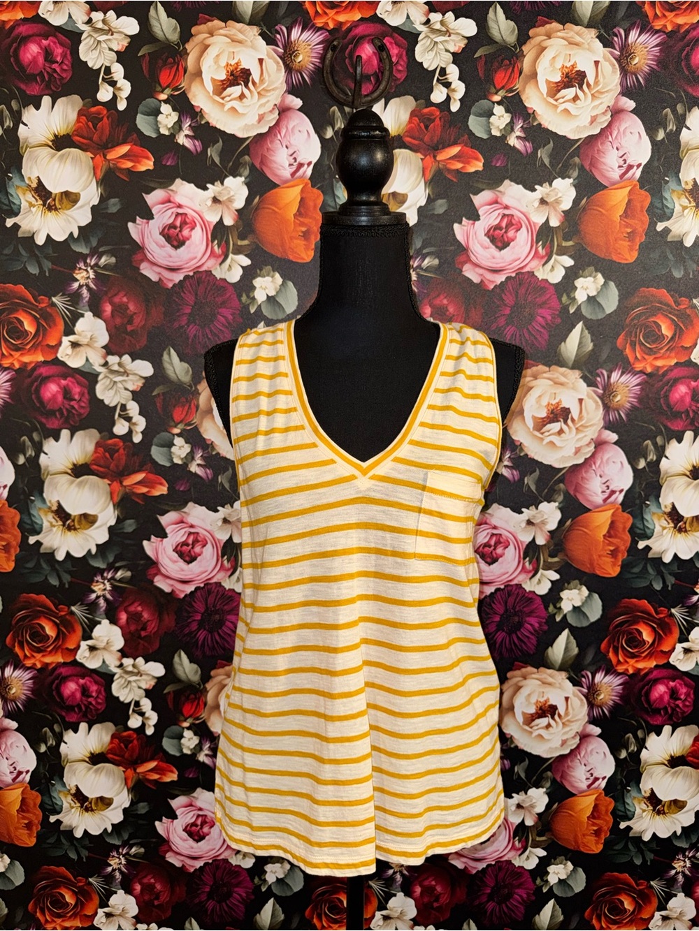 NWOT Madewell Yellow & White Striped V-Neck Tank Top, S